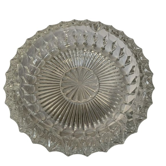 Italian Vintage Crystal Cut Clear Glass Cigar Cigarette Ashtray 7 1/2" Heavy - Picture 1 of 7